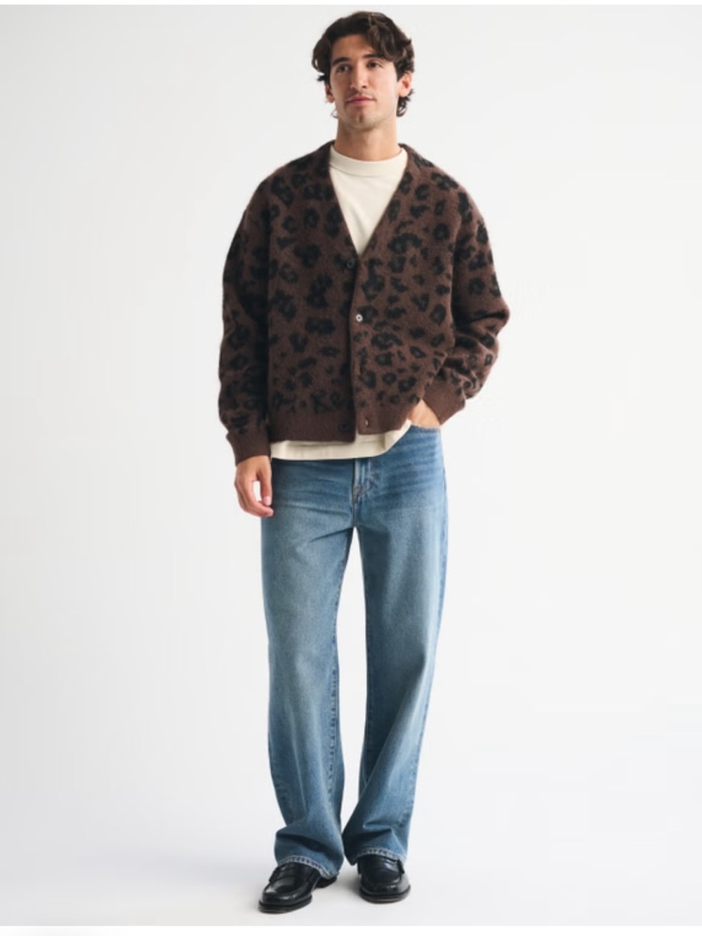 Abercrombie & Fitch Fuzzy Animal Print Cardigan Brown Leopard Size Small NWOT - Picture 3 of 9